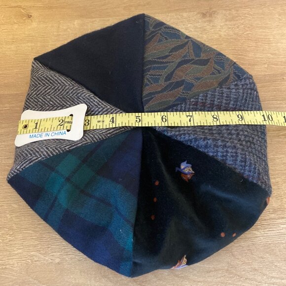 Patchwork Wool Blend Beret Hat With Gray Lining By M. Gregg Studio - Picture 5 of 5